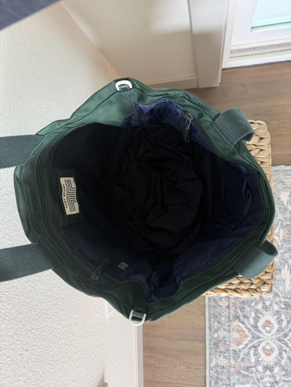 Tory Sport by Tory Burch — Sport T Large Nylon Tote Bag in Forest Green - Picture 3 of 10